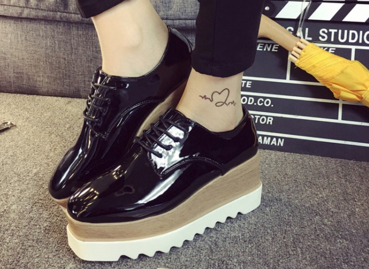 Women Lace-Up Loafers Platforms British Style