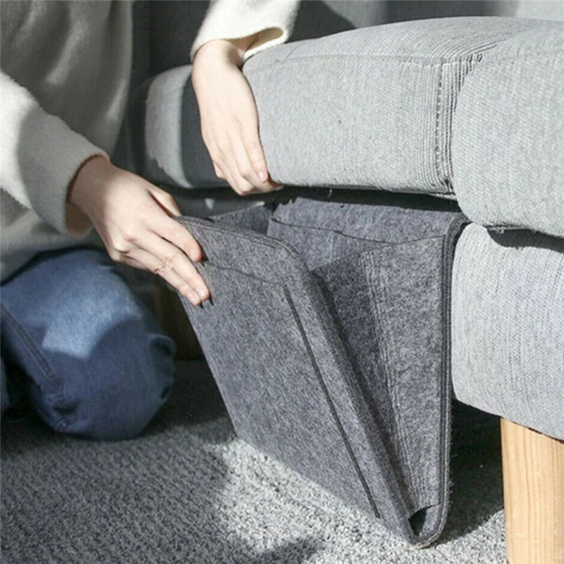 1pcs Felt Bedside Storage Bag Pouch Bed Desk Bag Sofa TV Remote Control Hanging Caddy Couch Storage Organizer Bed Holder Pockets