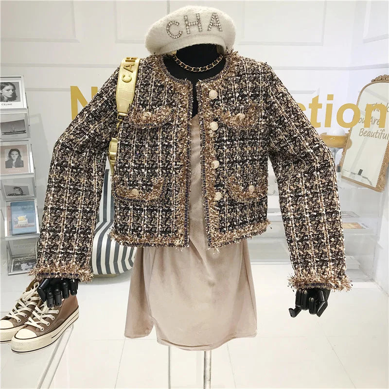 High-quality Temperament Ladies Style Tweed Women Short Jacket Women 2021 Autumn Elegant Coat Female Fashion Jacket Woman Top