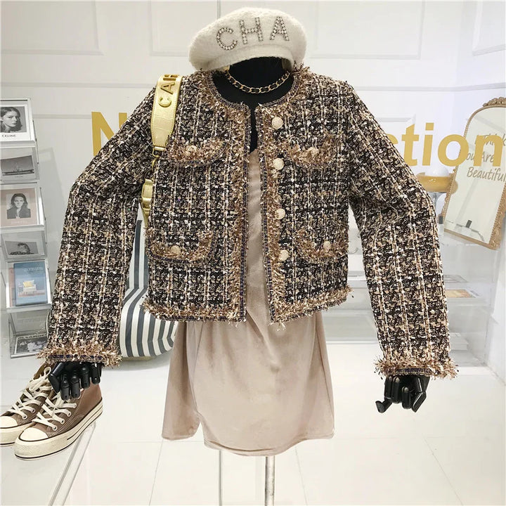 High-quality Temperament Ladies Style Tweed Women Short Jacket Women 2021 Autumn Elegant Coat Female Fashion Jacket Woman Top