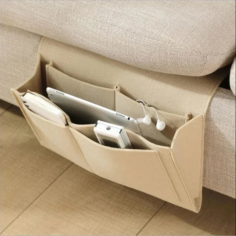 1pc Felt Bedside Storage Bag Pouch Bed Desk Bag Sofa TV Remote Control Hanging Caddy Couch Storage Organizer Bed Holder Pockets