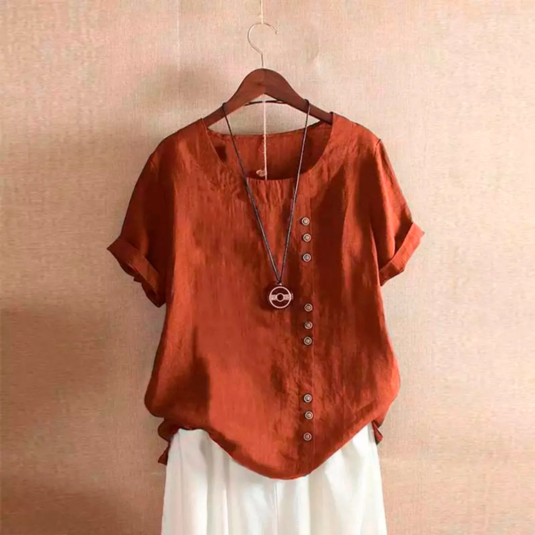 2023 Summer Casual Linen Cotton Blouse Women Elegant Button Short Sleeve Shirt Plus Size Tanic Boho Tops and Blouses Streetwear