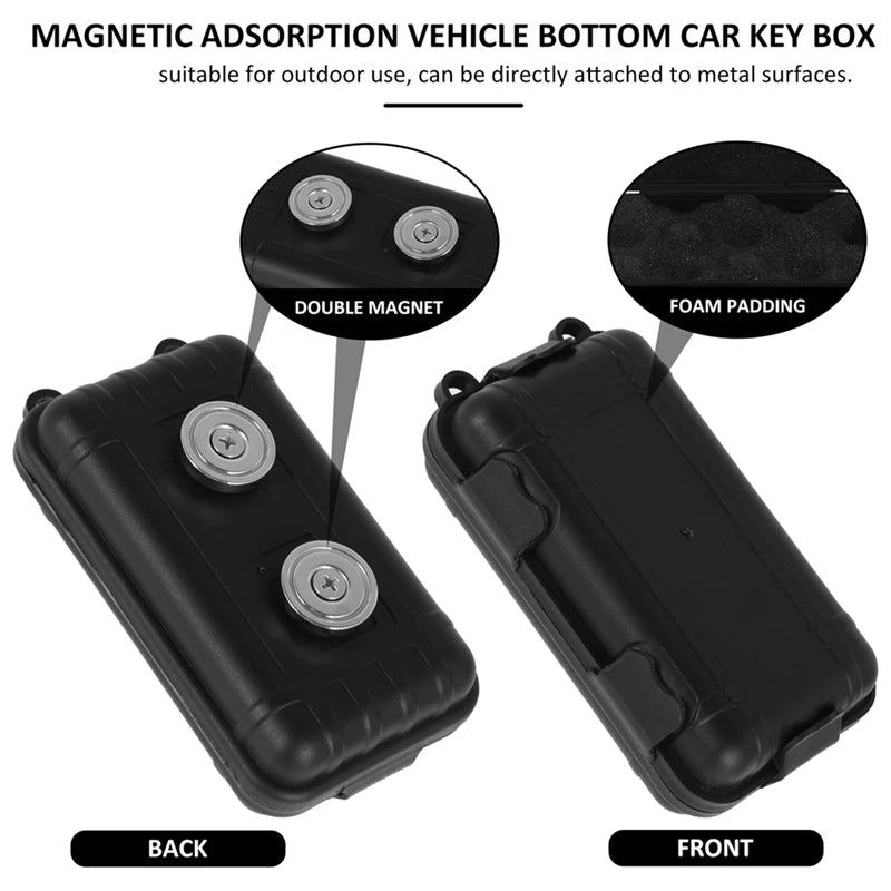 2 PCS Magnetic Key Holder Under Car Hide Key Box With Strong Magnet Black Plastic Waterproof Magnetic Key Hider