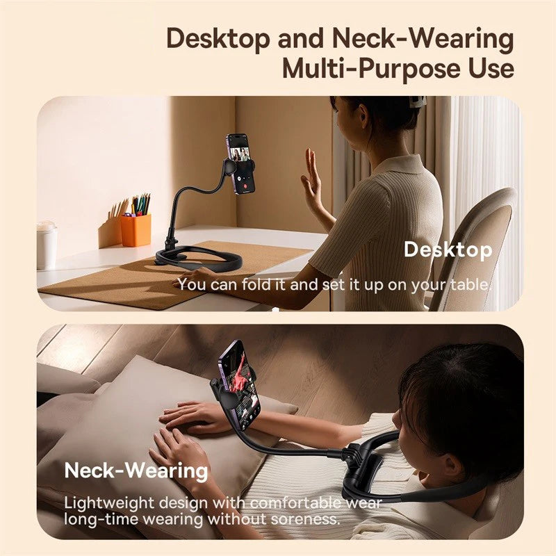 Baseus Flexible Universal Neck Phone Holder Hanging Neck Lazy Necklace Cell Phone Desk Mount Bracket for 5.4-6.7 Inches Phone