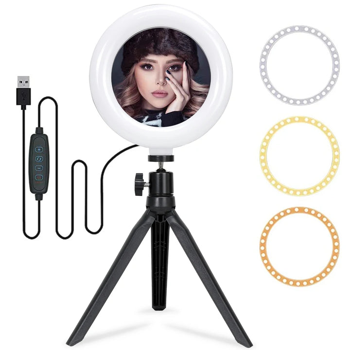 LED Selfie Ring Lighting Photographic Selfie Ring Lamp USB Remote Fill light For YouTube TikTok Video Live Phone Holder & Tripod