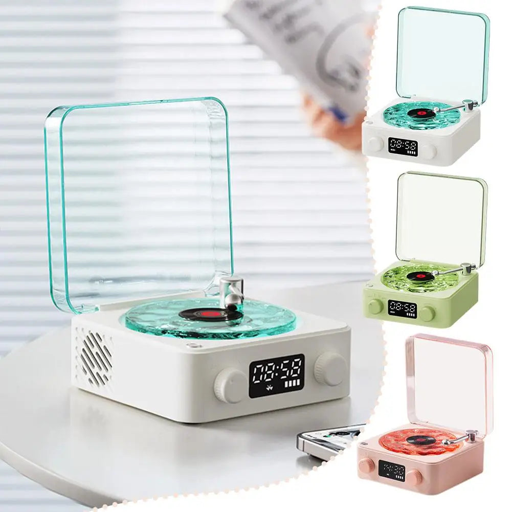 Wireless Portable The Waves Vinyl Player Mini Portable Retro Sleep Aid Speakers Adjustable RGB Lights For Bedroom Office G9D0