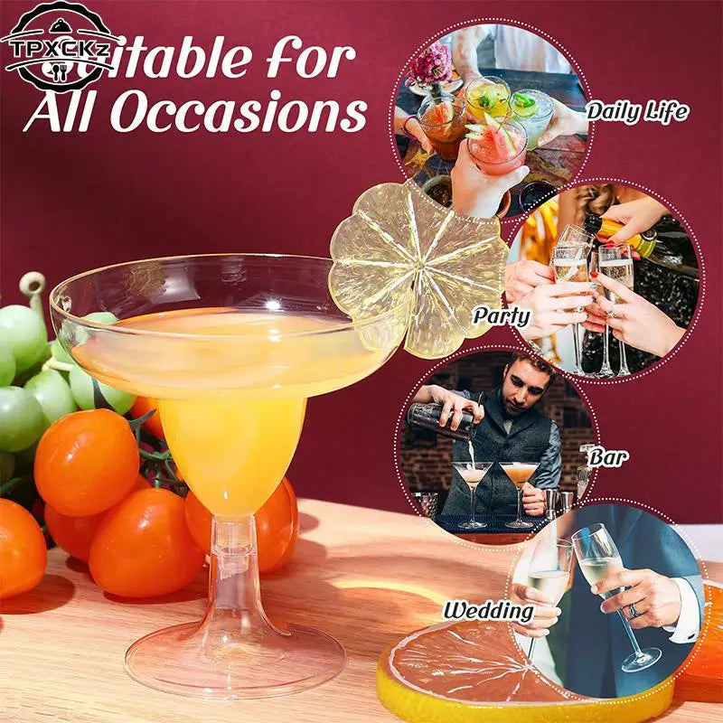 10Pcs Fashion Wine Party Champagne Cocktail Plastic Champagne Disposable Goblet Beer Whiskey Cups Party Tableware