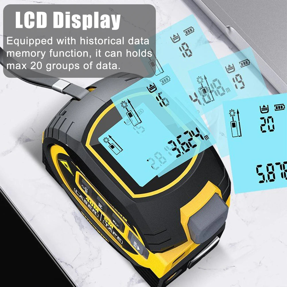 LCD Display with Backlight 5M Laser Rangefinder Distance Meter Building Measurement Device Tape Measure Ruler 3 in 1