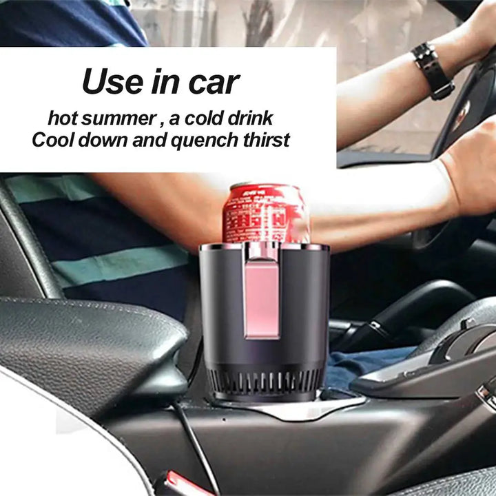 Smart Car 2-In-1 Hot And Cold Cup Drinks Holder Home Fast Refrigeration Cooling/Heating Mini Touch Screen Beverage Mug 12V 24V