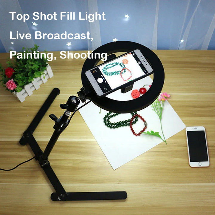 26CM Selfie Fill Light Table Tripod for Phone Holder Desktop Shooting Bracket Rotatable Overhead Stand ,Vlog Tiktok Video Shoot