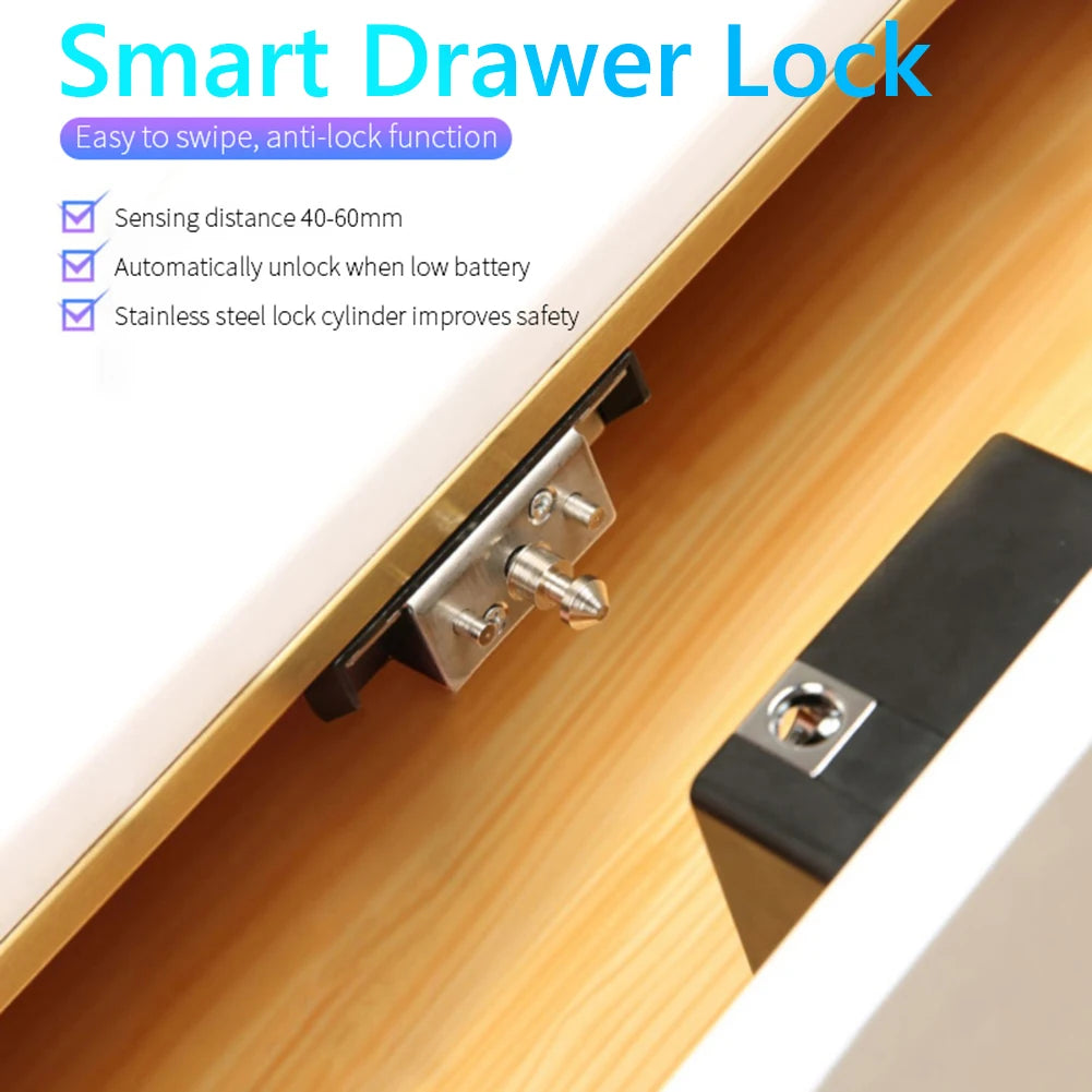 T8 Keyless Smart Drawer Lock IC Card Cabinet Locker Electronic Wooden Door Locks