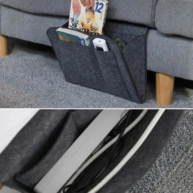 1pc Felt Bedside Storage Bag Pouch Bed Desk Bag Sofa TV Remote Control Hanging Caddy Couch Storage Organizer Bed Holder Pockets