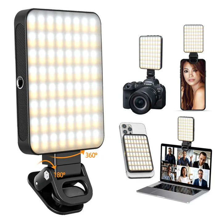 LED Selfie Light Phone Fill Light 128 LED 3000mAh Rechargeable Portable Video Light for Tiktok Vlog Video Conference Selfie