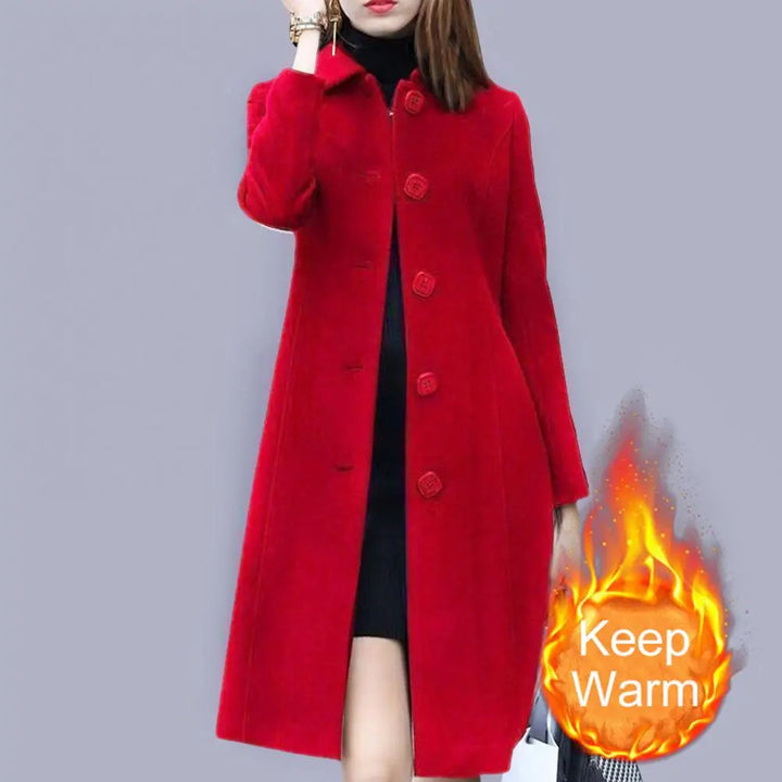 Thermal Winter Overcoat Women Business Mid-calf Length Jacket Formal Wool Blends Double-breasted Coat Thick