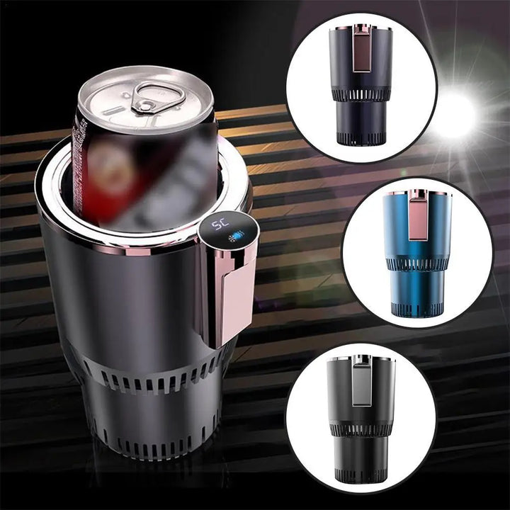 Smart Car 2-In-1 Hot And Cold Cup Drinks Holder Home Fast Refrigeration Cooling/Heating Mini Touch Screen Beverage Mug 12V 24V