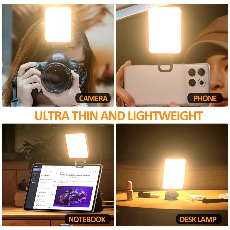 LED Selfie Light Phone Fill Light 128 LED 3000mAh Rechargeable Portable Video Light for Tiktok Vlog Video Conference Selfie