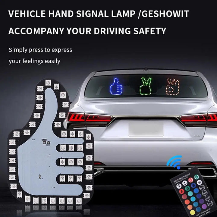 Funny Car Finger Light With Remote Control Road Rage Signs Middle Gesture Hand Lamp Sticker Glow Panel For Racing Window Sign