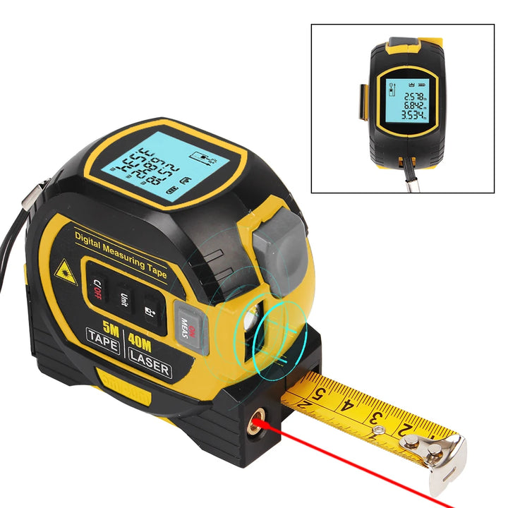 LCD Display with Backlight 5M Laser Rangefinder Distance Meter Building Measurement Device Tape Measure Ruler 3 in 1