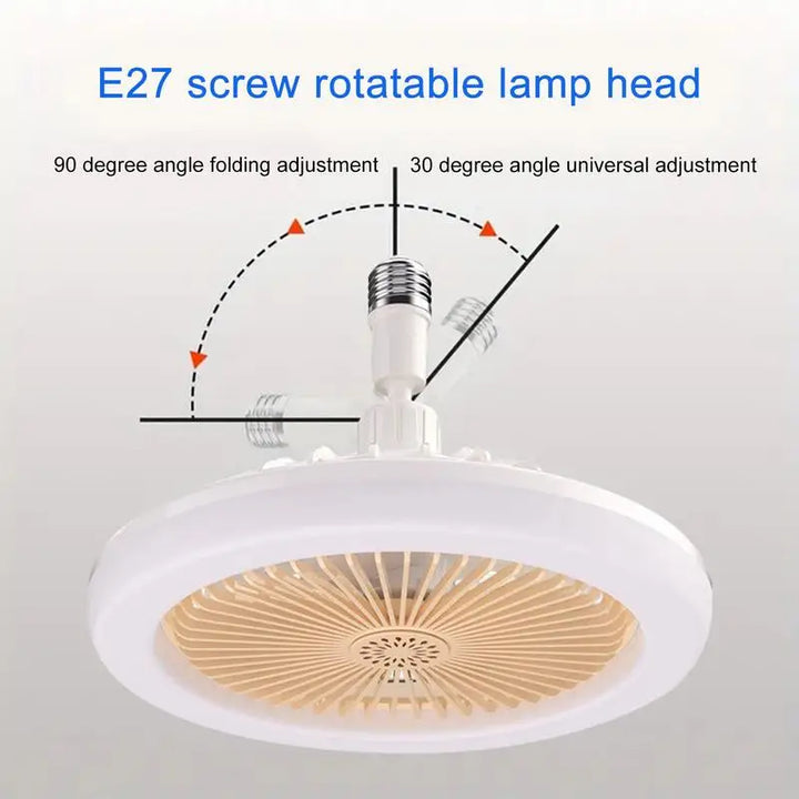 Socket Ceiling Fan With Light Enclosed Led Ceiling Mini Fan With Remote Control Dimmable E27 Bladeless Ceiling Bulb Fan For