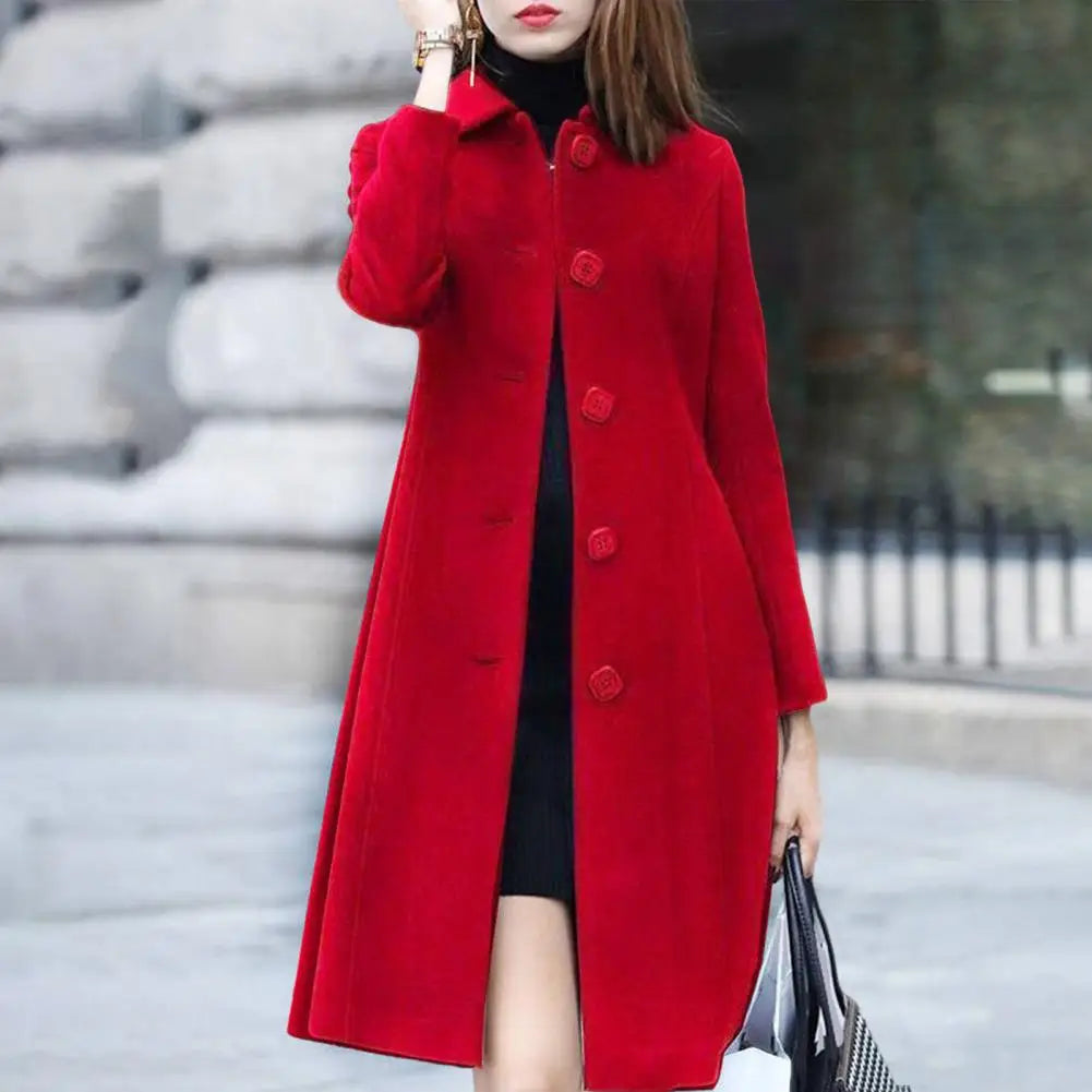 Thermal Winter Overcoat Women Business Mid-calf Length Jacket Formal Wool Blends Double-breasted Coat Thick