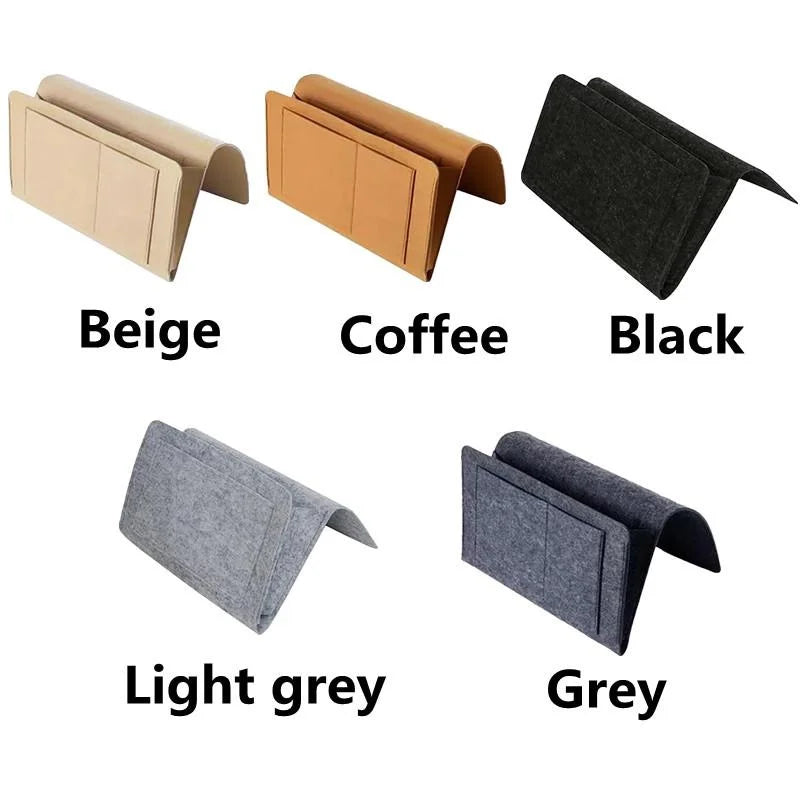 1pc Felt Bedside Storage Bag Pouch Bed Desk Bag Sofa TV Remote Control Hanging Caddy Couch Storage Organizer Bed Holder Pockets