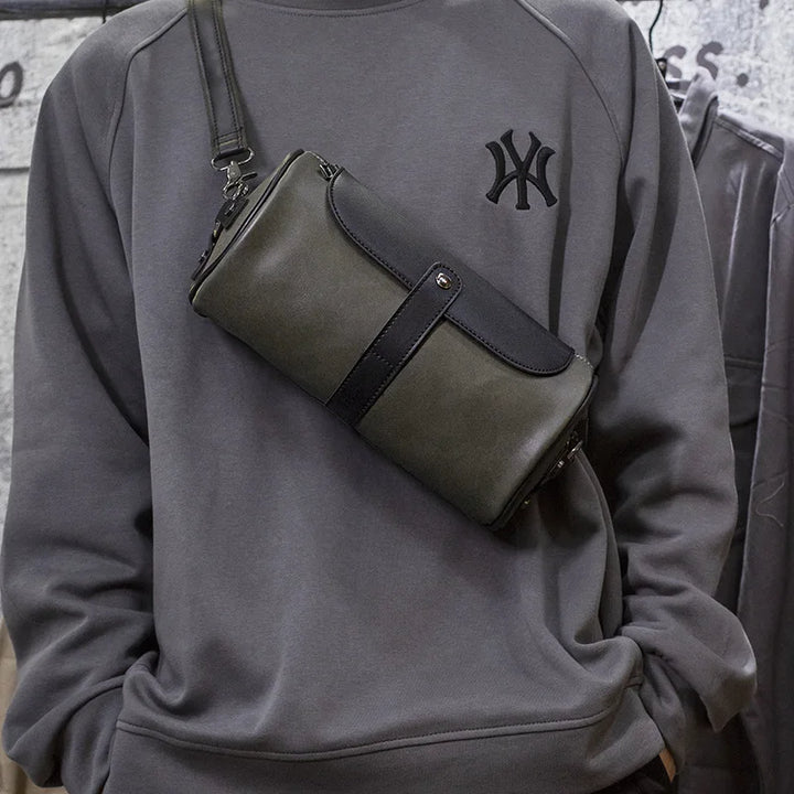 LEBSGE 2023 New Style Men's Personality Shoulder Bag New Cylinder Bag Casual Crossbody Bag Fashion Street Bag