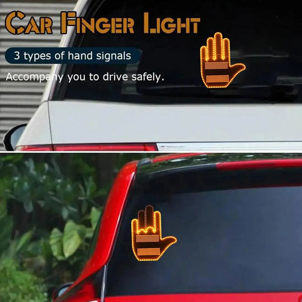 Funny Car Finger Light with Remote Road Rage Signs Middle Finger Gesture Light Hand Lamp Sticker Glow Panel For Racing Window