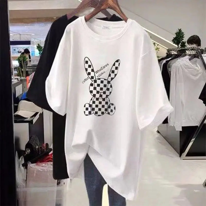 Oversized Casual Ladies O-neck Tops Summer Loose Short Sleeve Pullovers Fashion Printing T-Shirts Simplicity Women's Clothing