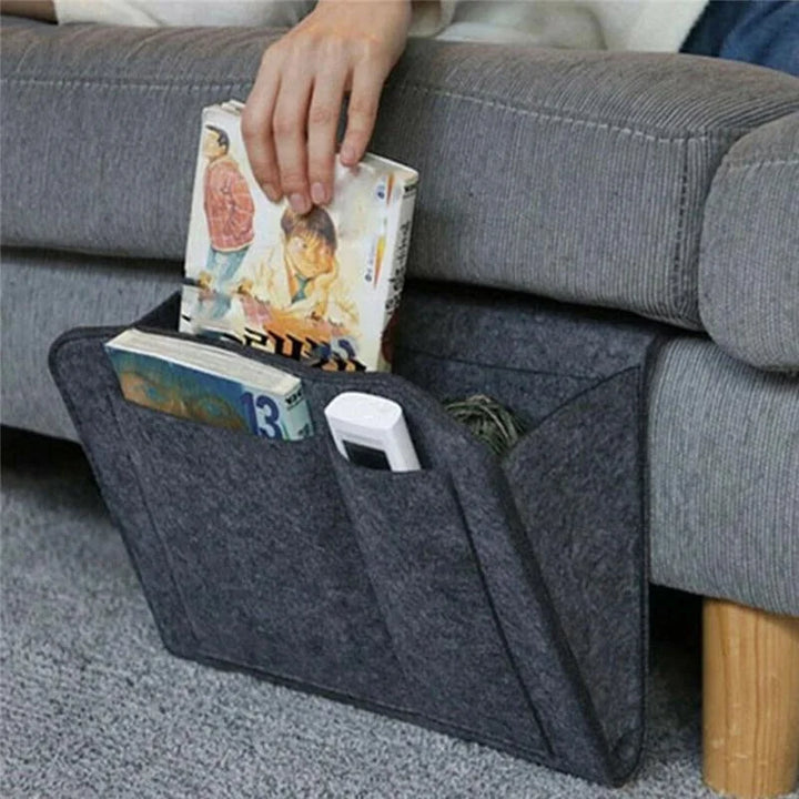 1pc Felt Bedside Storage Bag Pouch Bed Desk Bag Sofa TV Remote Control Hanging Caddy Couch Storage Organizer Bed Holder Pockets