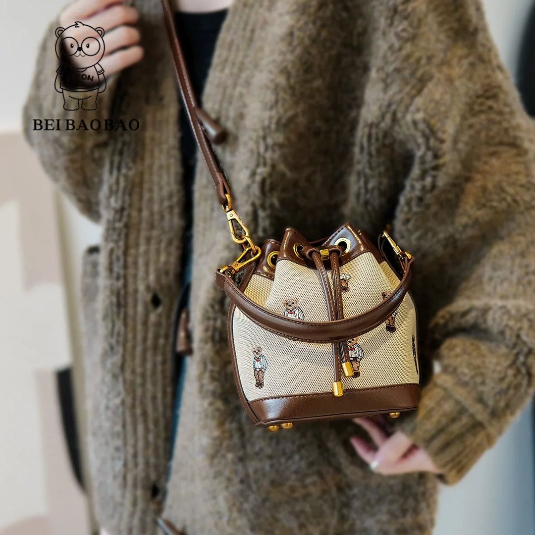 BeiBaoBao Bucket Bag Women's 2024 New Crossbody Bag Autumn and Winter High Capacity Handheld Shoulder Bag Bolso de mujer