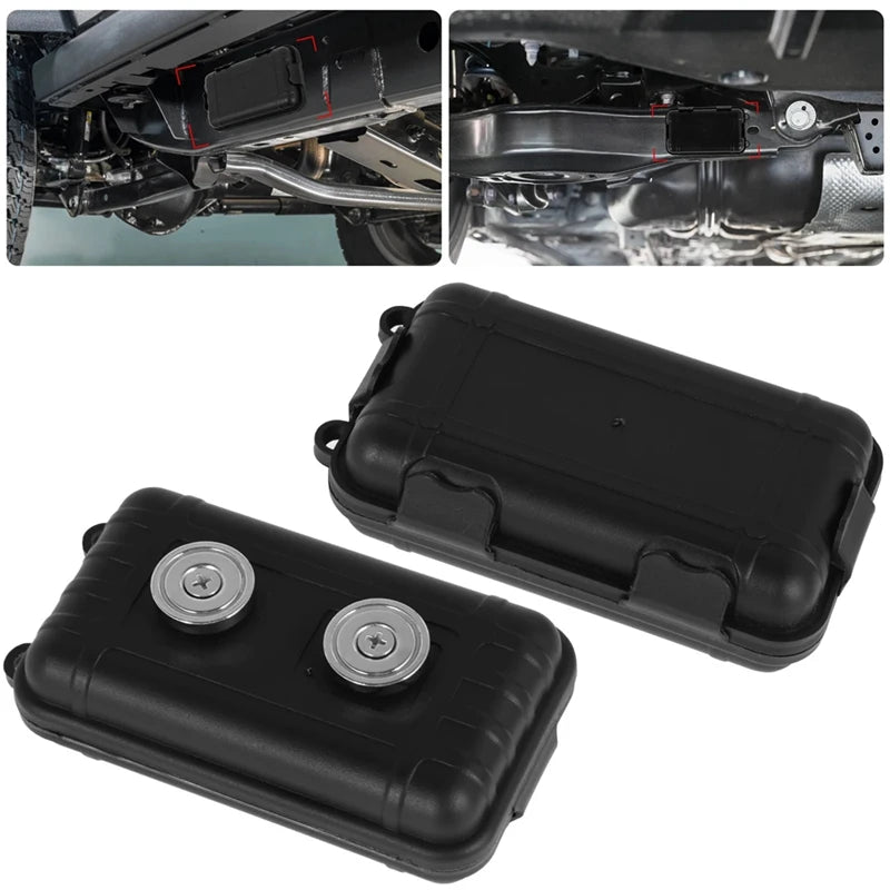 2 PCS Magnetic Key Holder Under Car Hide Key Box With Strong Magnet Black Plastic Waterproof Magnetic Key Hider