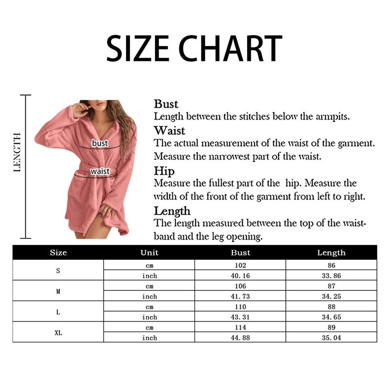 Women Hooded Fleece Bathrobe