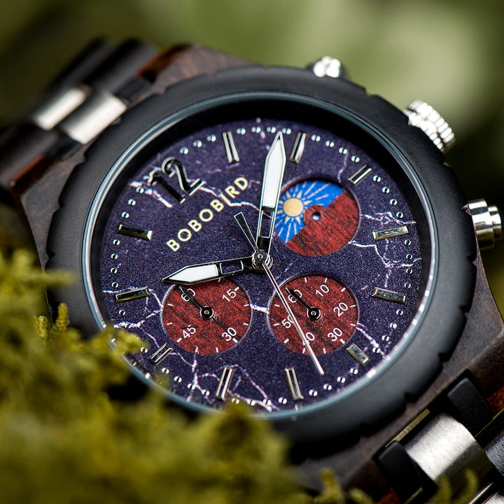 Luxury Wooden Chronograph Watch for Men